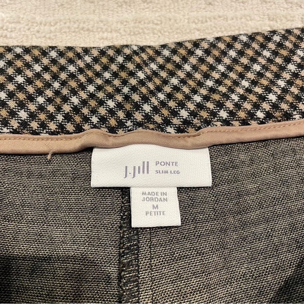 J Jill Ponte Slim plaid dress pants business casual pants women’s medium petite - Picture 3 of 13